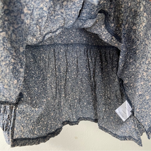 1X Frye And Co Botanical Print Collared Button Down Pleated Flowy Blouse Top - Picture 10 of 15